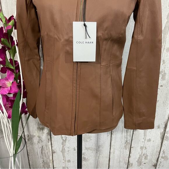 Cole Haan - NWT Fitted Leather Jacket - Picture 7 of 13